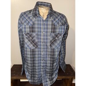 Ely Plains Men's Shirt Medium Multi-Color Plaid Pearl Snap Western Rodeo Ranch